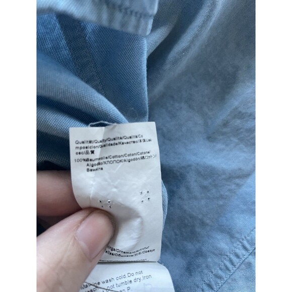 Hugo Boss Shirt Mens XL Blue Long Sleeve Button Up Chambray Check Regular Fit - Picture 8 of 10